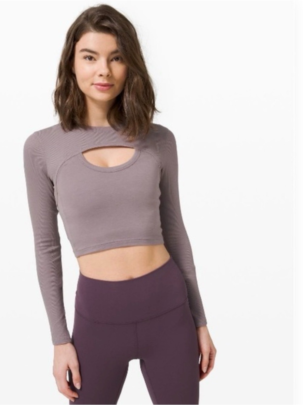 Lululemon Better Best Long Sleeve Crop Top in Lunar Rock